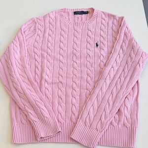 Ralph Lauren Pink Cable Knit Crewneck Sweater